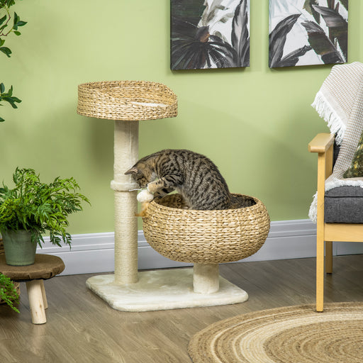 Elevated Cat Bed with Sisal Scratching Post