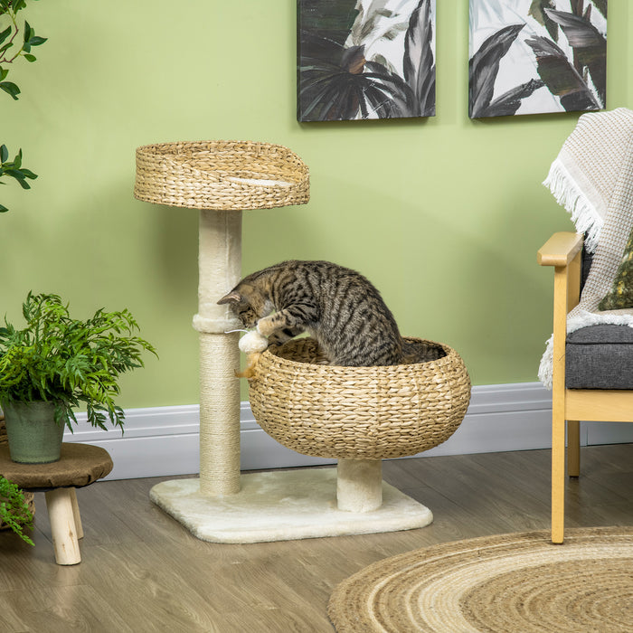Elevated Cat Bed with Sisal Scratching Post