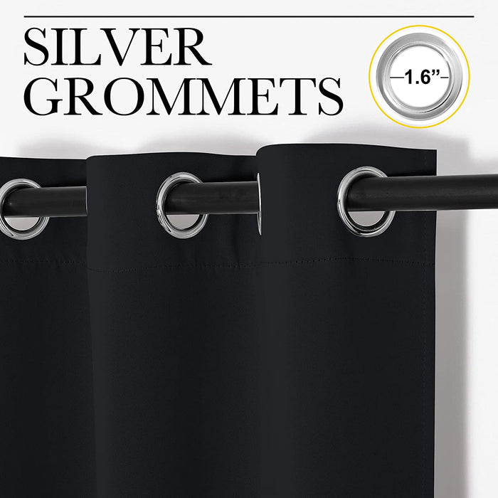 Black Blackout Curtains for Bedroom 42" Wide x 63" Long 2 Panels