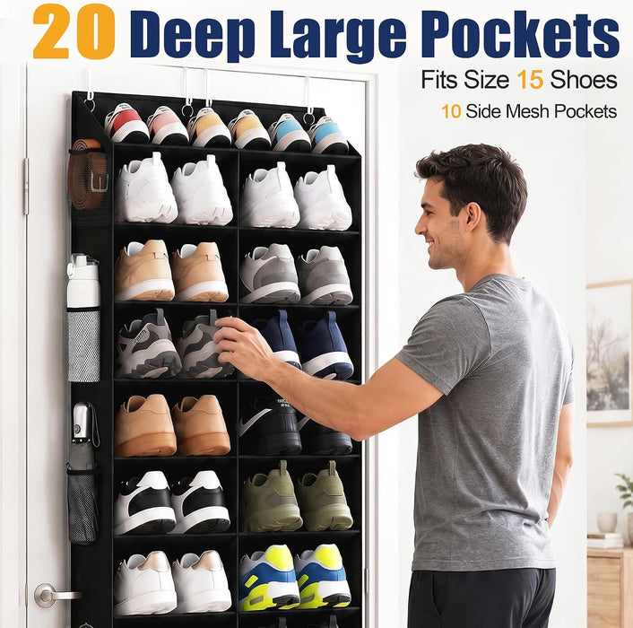 20-30 Pairs Over the Door Shoe Organizer with Side Mesh Pockets