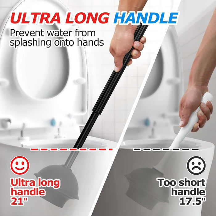 2in1 Toilet Brush and Plunger Set - Bathroom Bowl Holder Combo