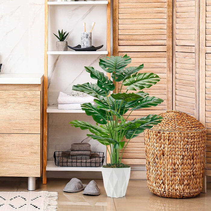 28" Tall Fake Plants, Monstera Plant in White Pot for Office Decor