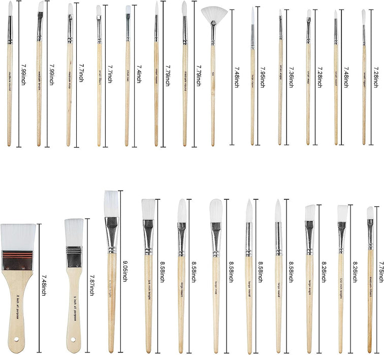 Paint Brushes Set of 24 Pieces with Canvas Brush Case