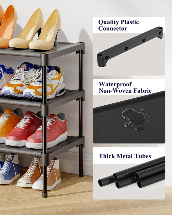 Shoe Rack - Non-Woven Shoe Rack Shelf, 27.5" Wide - 3 Tier, Black