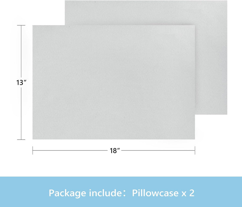 Toddler Pillowcase 2 Pack with Zipper,Silky Soft Microfiber 13" x 18" Kids Travel Pillow Cases,Gray