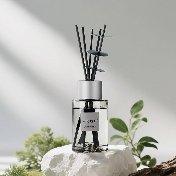 Reed Diffuser/Grey Reed Diffuser Set/6.7 oz(200ml)/Jasmine Lily Oil Diffuser & Reed Diffuser Sticks/Home Decor & Office Decor, Fragrance and Gifts
