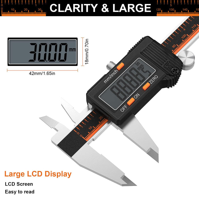 Digital Caliper 6 Inch, Caliper Measuring Tool with Large LCD