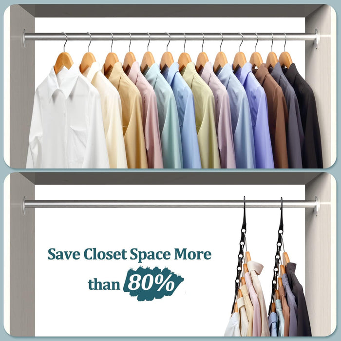6 Pack-Closet-Organizers-and-Storage, Space-Saving-Hangers Black