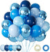 Blue Balloons Metallic Blue Balloon, 60Pcs 12Inch Chrome Blue Balloons Kit Macaron Light Pearl Navy Blue Latex Balloons 
