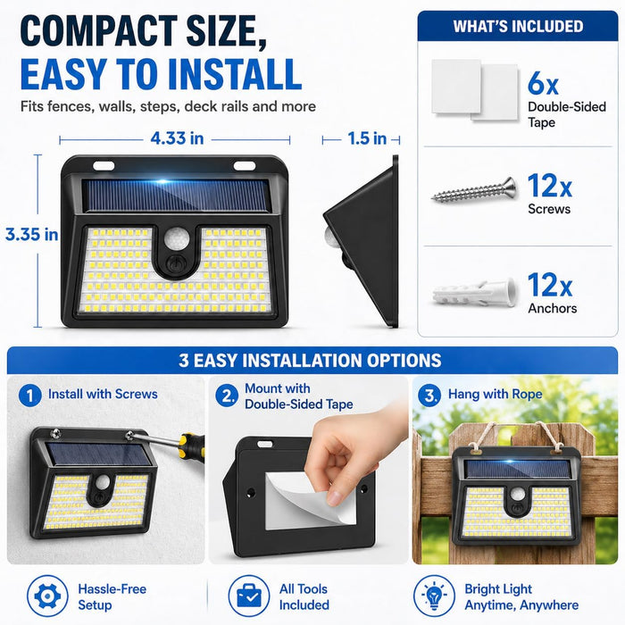 [6 Packs] Solar Motion Sensor Outdoor Lights, Super Bright Solar Lights Outdoor Waterproof, 3 Lighting Modes Security Wa