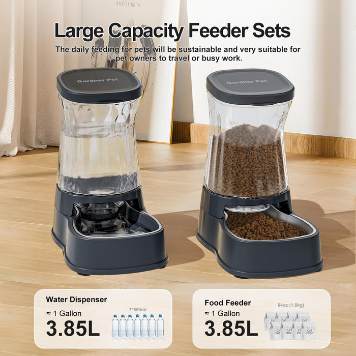 Automatic Dog Water Dispenser & Feeder Food Set, 304 Stainless Steel Bowls