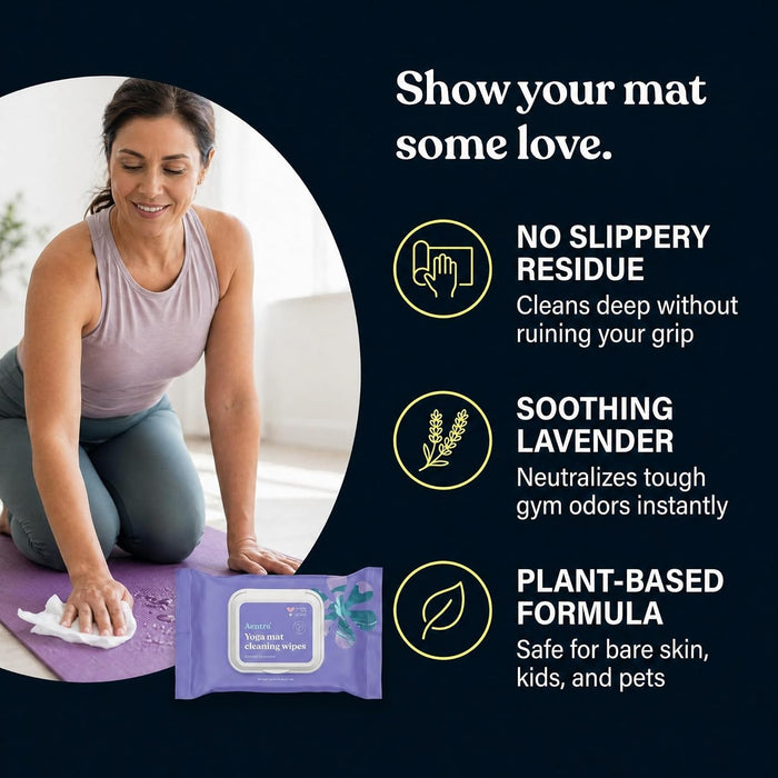 Yoga Mat Cleaning Wipes (Lovely Lavender), 1 (1 Pouch = 30 Wipes)