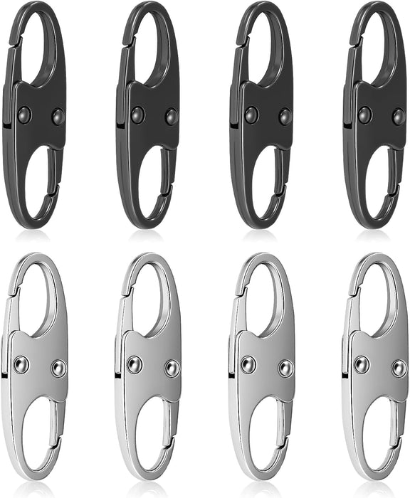 8 Pcs Anti-Theft Small Carabiner Clip, Double Opening Zipper Pull Replacement, Elegant Zinc Alloy Zipper Clips for Backp