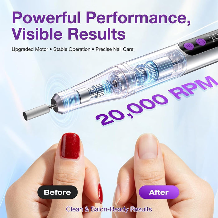 Cordless Electric Nail Drill, 9 Speed Professional E Filer for Nails