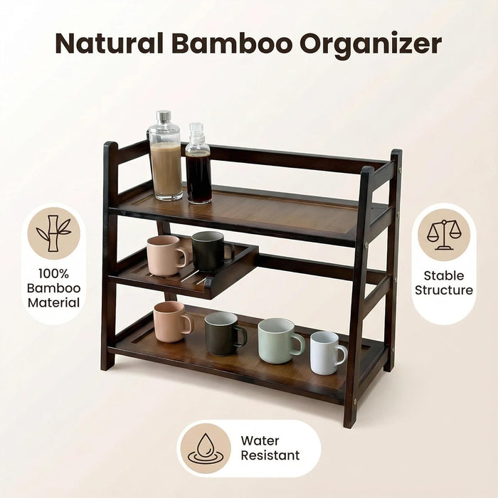 3 Tier Bamboo Matcha Station, coffee station organizer Shelf