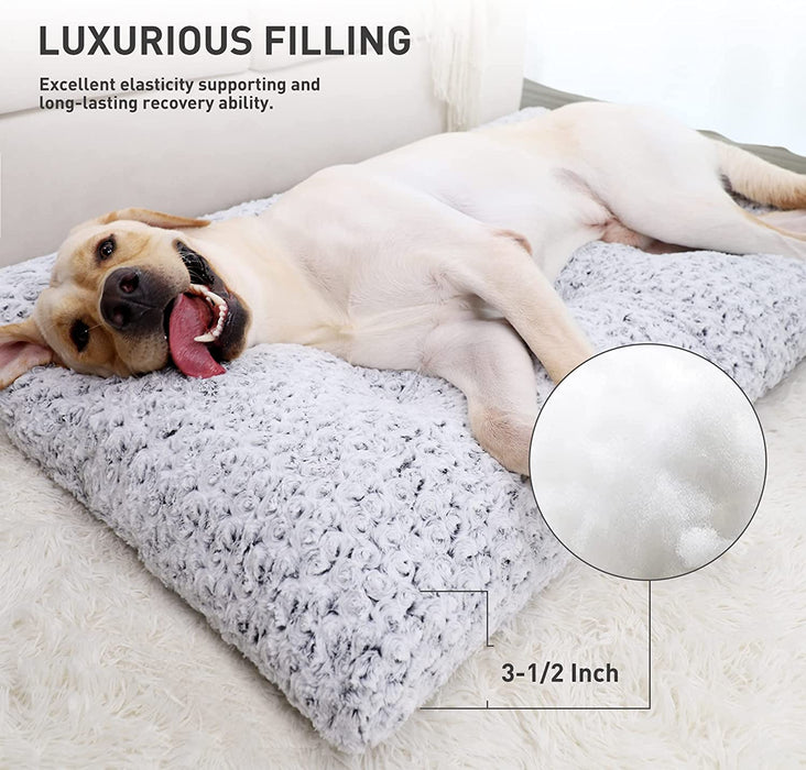 Washable Dog Bed Medium Size Dog Crate Bed Plush Pet Mat 35"x23" Gray