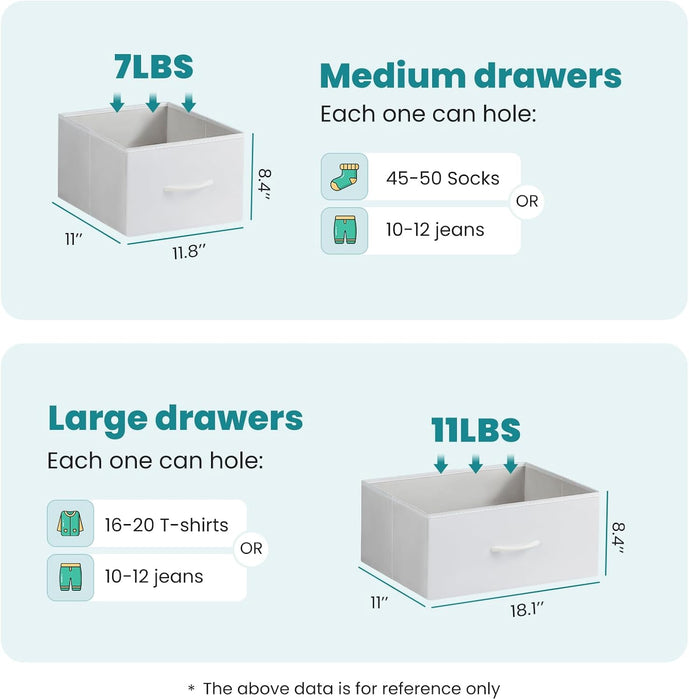 7 Drawer Fabric Dresser, Storage Tower for Bedroom and Closet