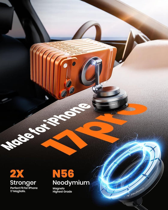 Magnetic Phone Holder for Car, 360° Adjustable Vacuum Car Mount Suction Cup, Phone Mount for Car Accessories/Windshield/