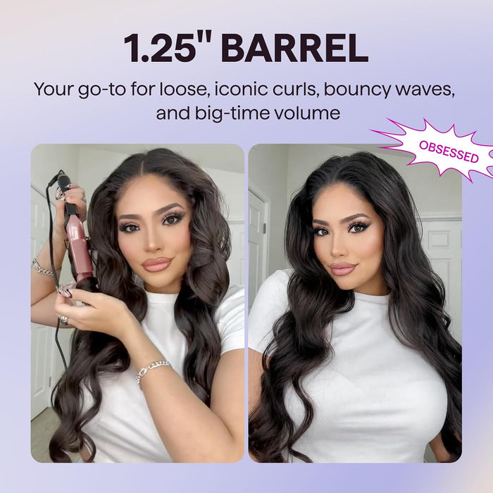 3 in 1 Curling Wand Set with Heated Round Brush, Versatile Styling