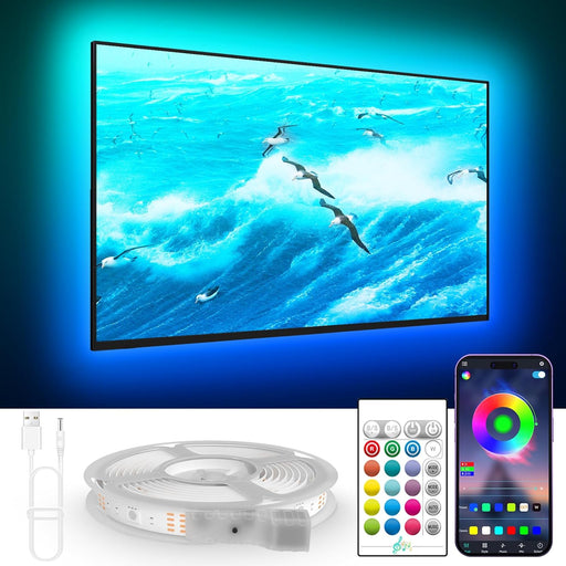 TV Lights Behind, 19.68ft LED Lights for 55-85 Inch TV, RGB TV Backlight, Music Sync Bluetooth APP and Remote Control Strip Lights USB Powered for Bedroom Gaming Room Decor