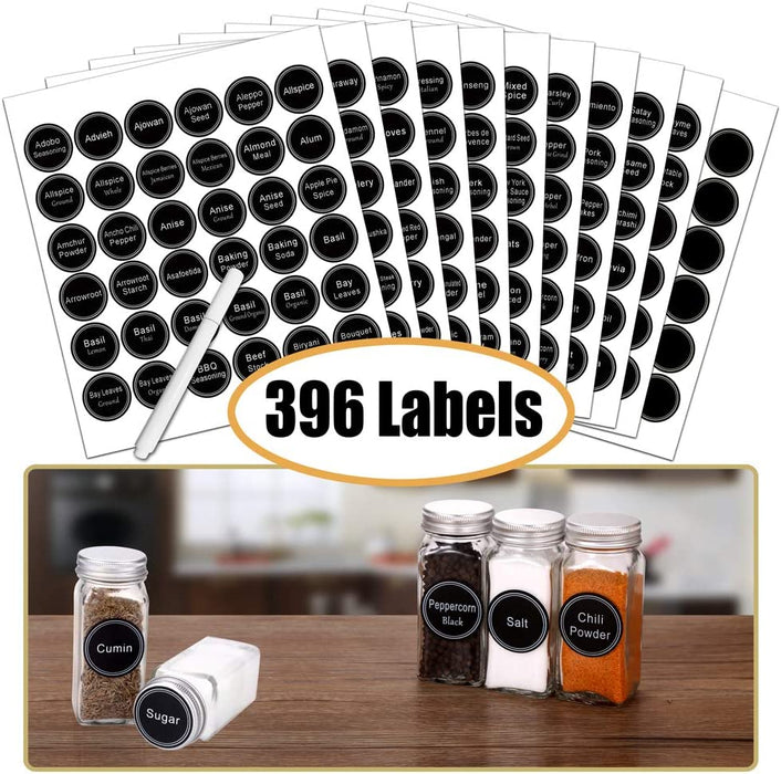Spice Rack Organizer with 36 Spice Jars 4 oz, 396 Spice Labels