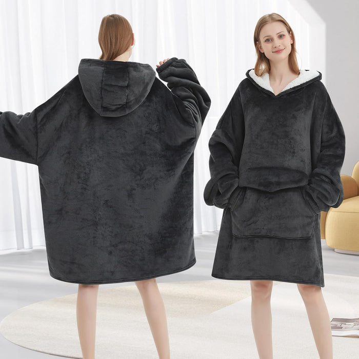 Grey Blanket Hoodies for Women and Men Adult Oversize Wearable Blanket Hoodies for Soft and Warm