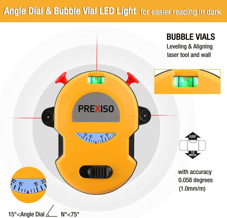 Multi Surface Laser Level LED Light Vial, Cross Line Laser
