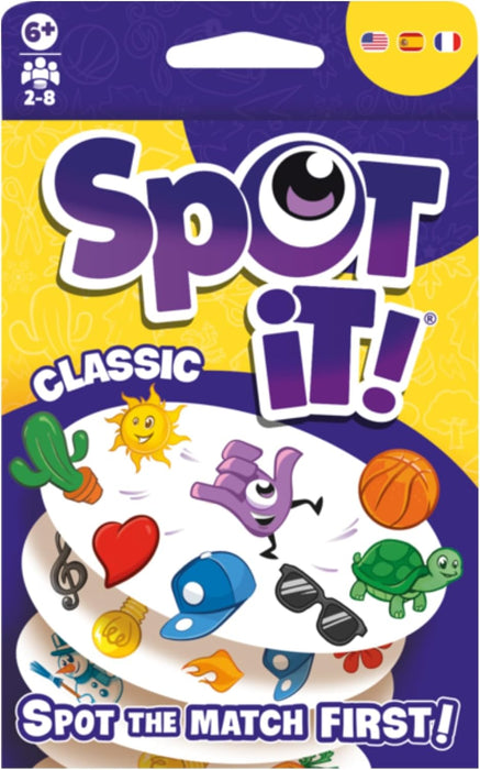 Spot It! Classic Card Game (2024 Refresh) - Pocket Eco Edition, 5-in-1 Visual Perception Game for Quick Reflexes and Family Fun, Ages 6+, 2-8 Players, 10 Minute Playtime