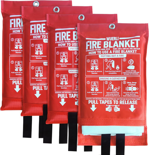 Fire Blanket for Home and Kitchen, 40" X 40", 4 Pack, Emergency Fire Blanket