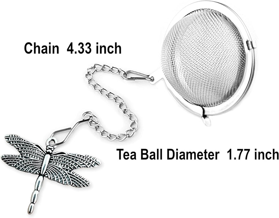 2pcs Tea Infuser,Loose Leaf Tea Steeper Tea Strainer with Charm Handmade Dragonfly Butterfly Pendant Tea Ball Tea Filter