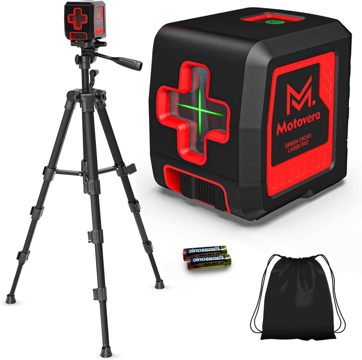 Self Leveling Laser Level 100ft, Green Cross Line with Tripod, 4 Brightness Modes & Pulse Function, Manual & Self-Leveli