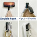 13LB Strong Stick-on Hooks for Coat & Towel, Black 4 Pack