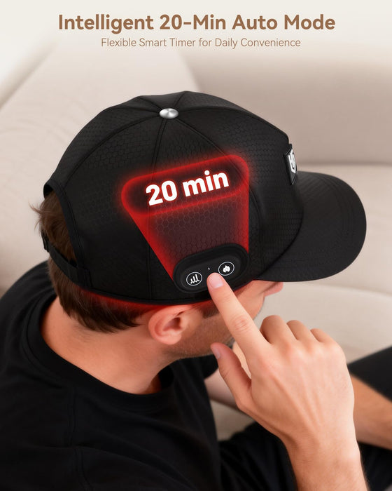 Cordless Red Light Cap, Rechargeable Baseball Hat with 660nm Red & 850nm Near Infrared Light, 2000mAh Battery, Comfortable Fit, Ideal Gift for Men & Women