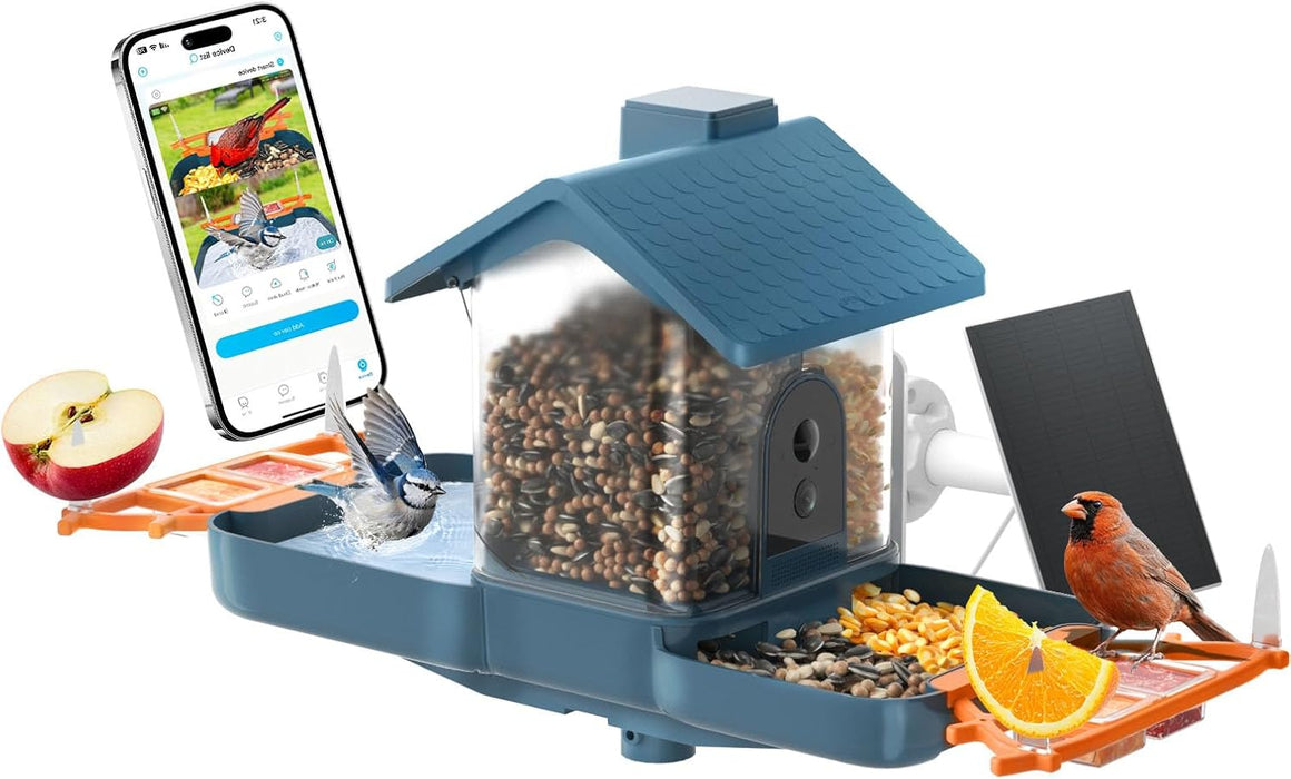 Smart Solar Bird Feeder with Camera & Outdoor Bird Bath