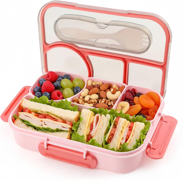 Bento Box for Adults,4 Compartments Lunch Box, Snack Containers Reusable Lunch Containers Drop-Proof, Dishwasher Safe & 