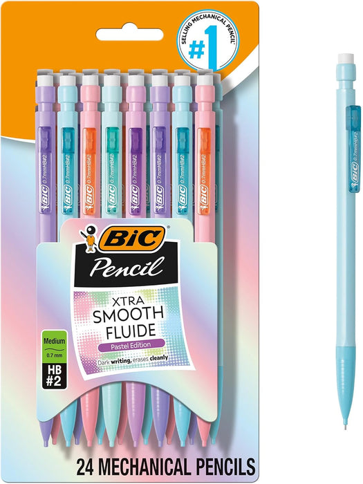 Xtra-Smooth Pastel Mechanical Pencils, Medium Point, 0.7mm, 24-Count