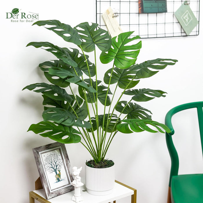 28" Fake Plants, Artificial Monstera Plants Indoor in White Pot