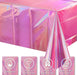 4 Pack Iridescent Pink Plastic Tablecloths,  Shiny Disposable Laser Rectangle Table Covers, Holographic Foil Tablecloth Iridescent Party Decorations for Kpop Birthday Wedding Xmas, 54x108Inch