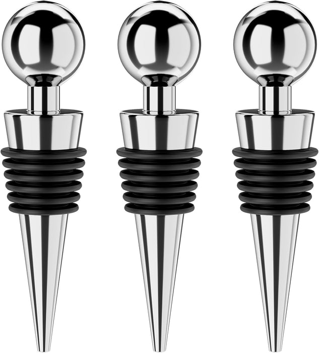 Wine Stoppers for Wine Bottles 3Pcs Vacuum Wine Bottle Stopper with Silicone Reusable Wine Corks, Leak proof Keep Fresh 