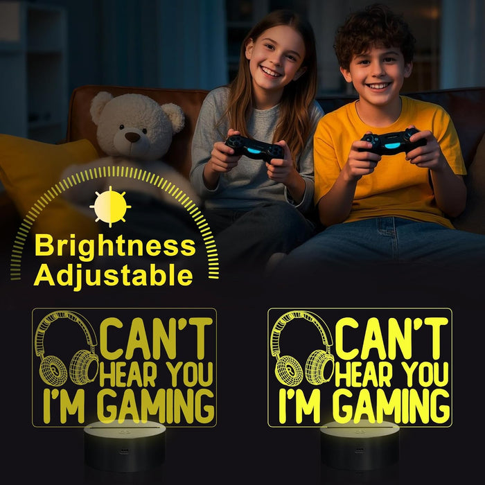 Can't Hear You I'm Gaming Night Light, Headset Graphic Video Games Gamer Gift Funny 3D Illusion Lamp 16 Colors Changing 