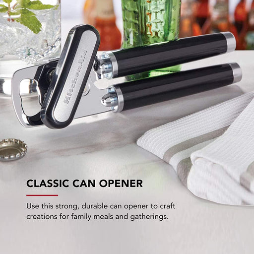 KitchenAid Classic Multifunction Can Opener and Bottle Opener Easy to Use, Razor Sharp Stainless Steel Cutting Wheel, So