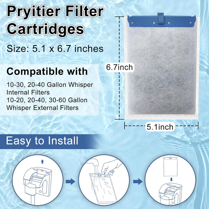 10 Pack Filter Cartridge for Whisper Bio-Bag Filters, Large Aquarium Replacement Filter Cartridges for Whisper Filters 2