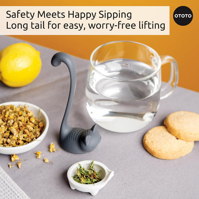 Louie Cat Tea Infuser - Cats Loose Leaf Steeper & Diffuser, Tea Strainer Accessories, Cute Gifts for Cat Lovers, White Elephant Gifts, Cute Kitchen Accessories