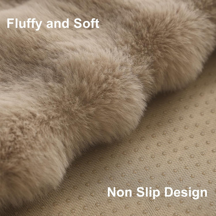 Soft Plush Faux Fur Couch Cover, Thick Warm Fuzzy Sectional Sofa Covers for 3 Cushion Couch Sofa L Sharped Sofa Non Slip Slipcover, Furniture Protector Covers for Pets(1 PCS 36"x82" Khaki)