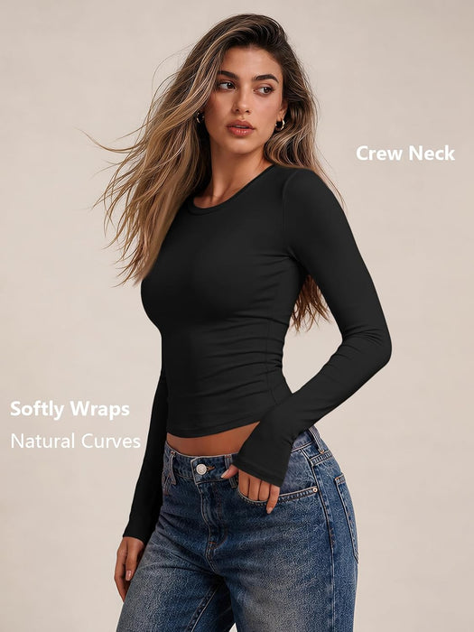 Womens Long Sleeve T Shirts Fall Fashion Basic Y2K Tops 2026
