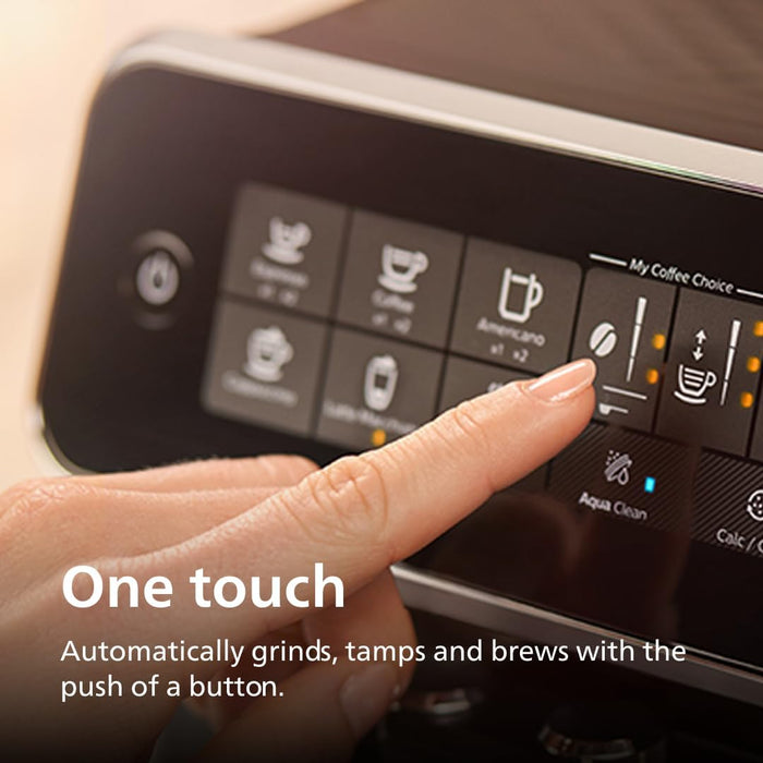 Philips 3200 Series Fully Automatic Espresso Machine, LatteGo Milk Frother, 5 Coffee Varieties, Intuitive Touch Display, 100% Ceramic Grinder, AquaClean Filter, My Coffee Choice, Black