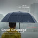 Premium Collapsible Travel Umbrella - Windproof, Compact, Easy Auto Open - Resists Up to 55 MPH Winds - Perfect for Rain