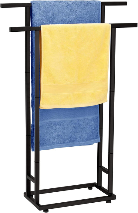 2-Tier Tall Towel Rack for Bathroom, Freestanding Towel Stand Drying Rack for Oversized Bath Towels, Poolside, Bathroom,