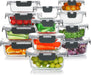 24 Pieces Glass Food Storage Containers Set, Gray
