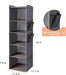Hanging Closet Organize and Shelves，5-Hanging Shelf with 2 Side Pockets，Storage Foldable （Grey）